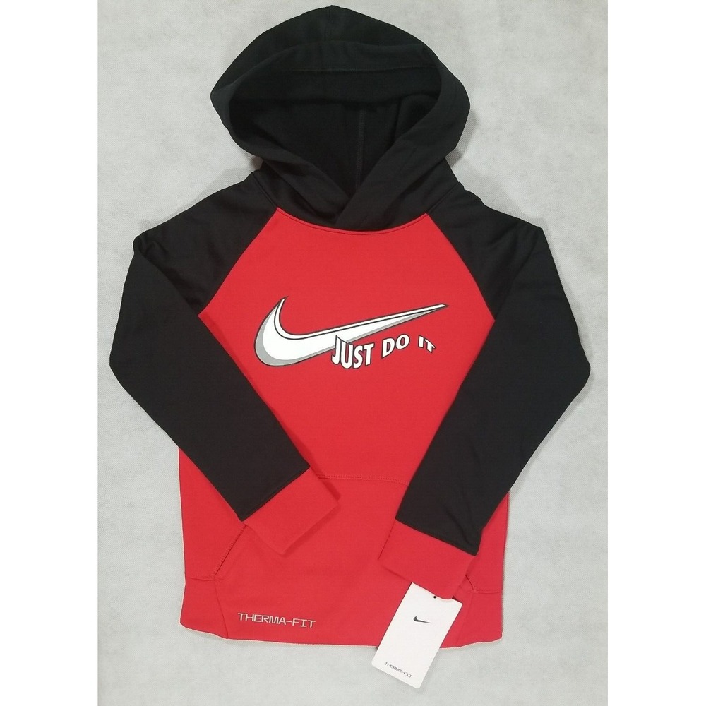 NWT Nike Hoodie Boys Size 4 XS Therma-fit Training Hooded Sweatshirt Jacket Red‎